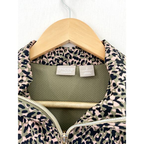 Chico's Zenergy Printed Anorak Jacket sz 12 Camo Animal Print Neema UPF - Picture 3 of 7